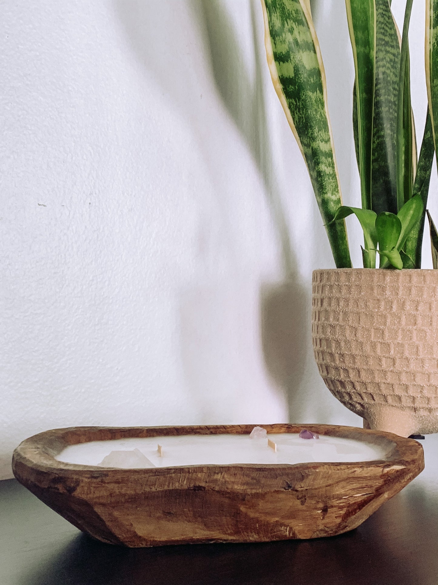 crystals + dough bowl candle