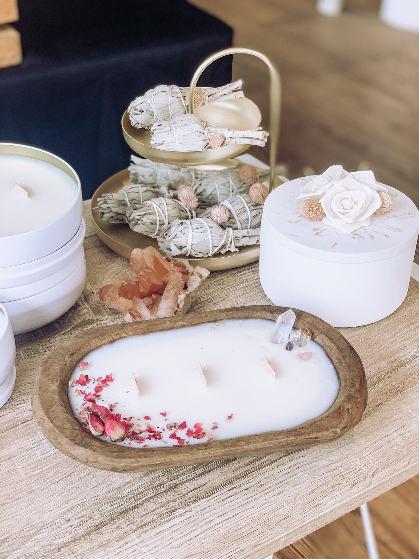 crystals + dough bowl candle